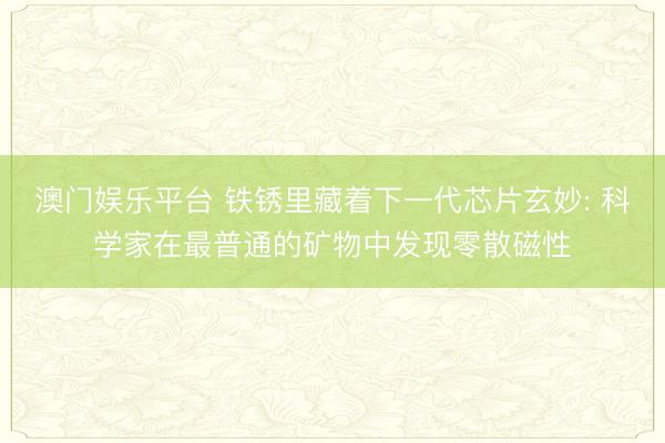 澳门娱乐平台 铁锈里藏着下一代芯片玄妙: 科学家在最普通的矿物中发现零散磁性
