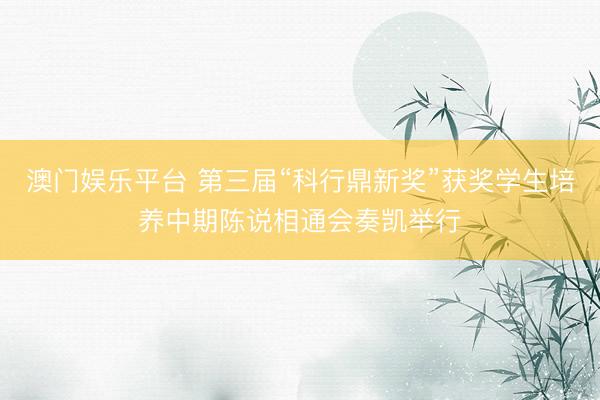 澳门娱乐平台 第三届“科行鼎新奖”获奖学生培养中期陈说相通会奏凯举行