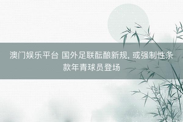 澳门娱乐平台 国外足联酝酿新规, 或强制性条款年青球员登场